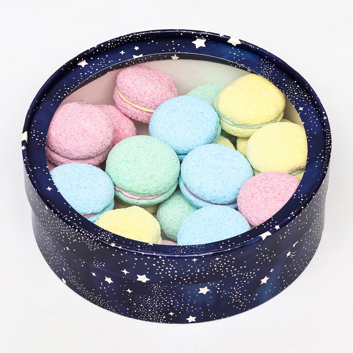 Коробка для макарун тубус с окном "Звездная ночь", 20 х 6 см