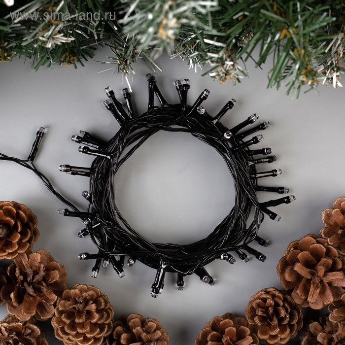 Гирлянда &laquo;Нить&raquo; 5 м, IP20, тёмная нить, 50 LED, свечение красное, 8 режимов, 220 В