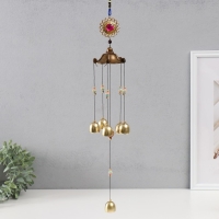 Музыка ветра металл "Ганеша в золотом цветке" 5 колокольчиков 56х8 см Музыка ветра металл "Ганеша в золотом цветке" 5 колокольчиков 56х8 см