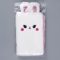 Пенал школьный мягкий &laquo;Зайчик&raquo;, 21 &times; 13 см, плюш, белый цвет