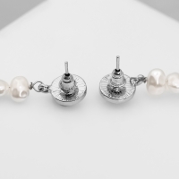 Серьги с жемчугом &laquo;Бусина&raquo; вершина, цвет серебро