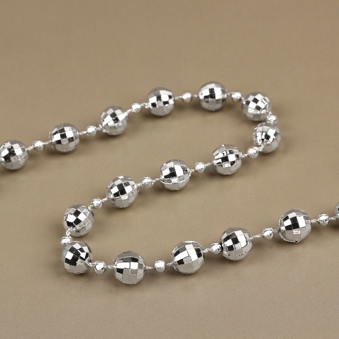 Бусы на нитях &laquo;Диско шар&raquo;, 10/4 мм, 2 м, цвет серебряный