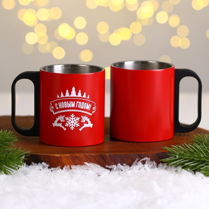 Новый год. Новогодний набор &laquo;Тёплого Нового года&raquo;, термос 500 мл, кружка 2 шт