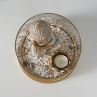 Сувенир полистоун, стекло "Медитирующий Будда в саду камней" со свечой 18х18х18 см Сувенир полистоун, стекло "Медитирующий Будда в саду камней" со свечой 18х18х18 см