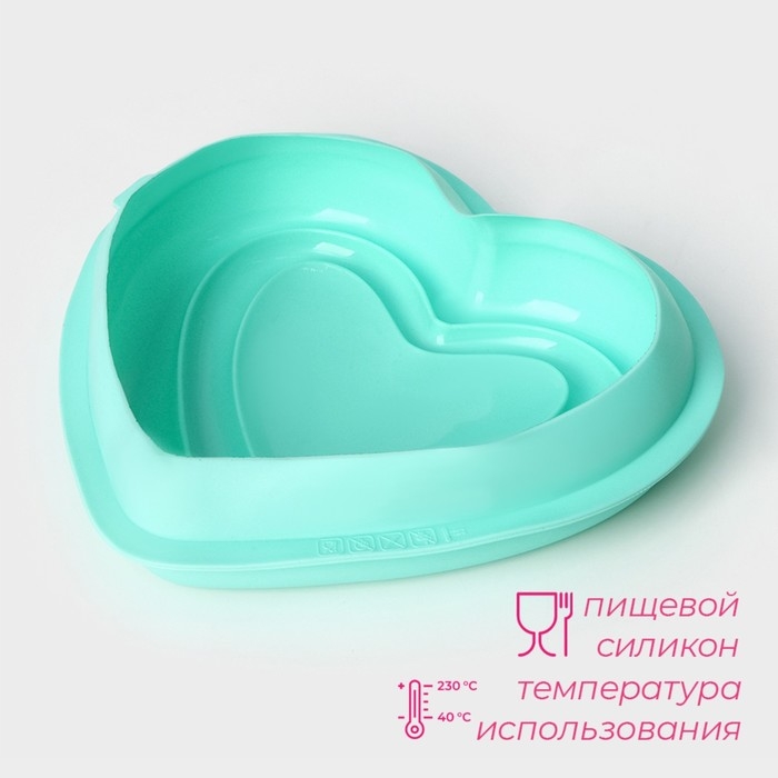 Форма для муссовых десертов и выпечки Доляна &laquo;Сердце&raquo;, силикон, 22&times;20&times;7 см, цвет МИКС