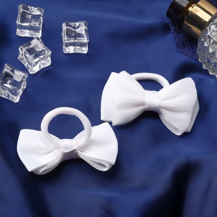 Резинка для волос "Бантик" (набор 2 шт) классика, 8 см, белый