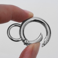 Кольцо-карабин, 37 мм, d = 27/19 мм, толщина - 4 мм, с креплением 12 &times; 3 мм, 5 шт, цвет серебряный