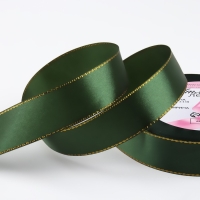 Лента атласная &laquo;Золотые нити&raquo;, 25 мм &times; 23 &plusmn; 1 м, цвет зелёный №049