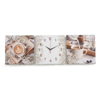 Часы-картина настенные, модульные "Кофе", бесшумные, 35 х 110 см, триптих Часы-картина настенные, модульные "Кофе", бесшумные, 35 х 110 см, триптих