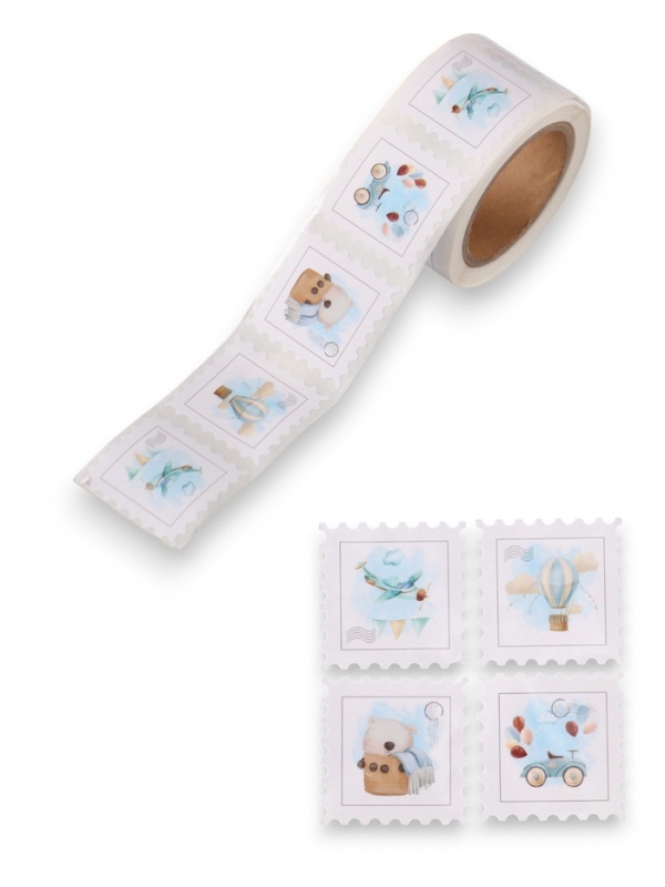 Наклейка бумага "Марки. Для малышей" 3х3 см 200 шт в рулоне