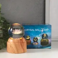 Сувенир стекло свет "Шар. Лотос" 6хLED шар d=6 см, крутится, USB 7х7х10 см