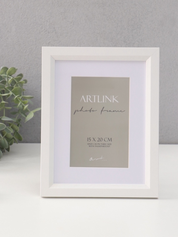 Фоторамка МДФ "Anna" 15х20 см, с паспарту (10х15 см), белый (пластиковый экран)