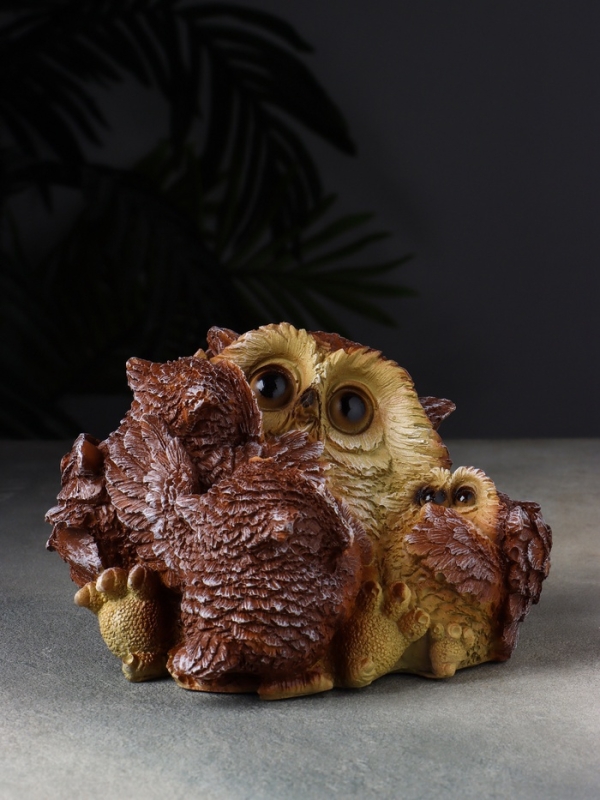 Копилка сова "Счастливая мама" 18 см, коричневый