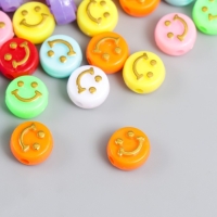 Бусины для творчества пластик "Золотой смайлик на ярком" набор 20 гр 0,6х1х1 см Бусины для творчества пластик "Золотой смайлик на ярком" набор 20 гр 0,6х1х1 см