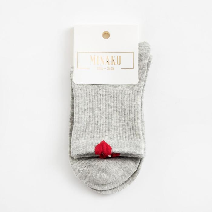 Носки женские MINAKU &laquo;Сердечки&raquo;, цвет серый, размер 36-39 (23-25 см)