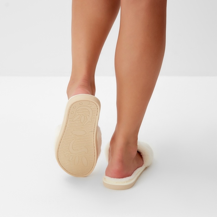 Тапочки женские с открытым носом размер 36-37, цвет белый Тапочки женские с открытым носом размер 36-37, цвет белый