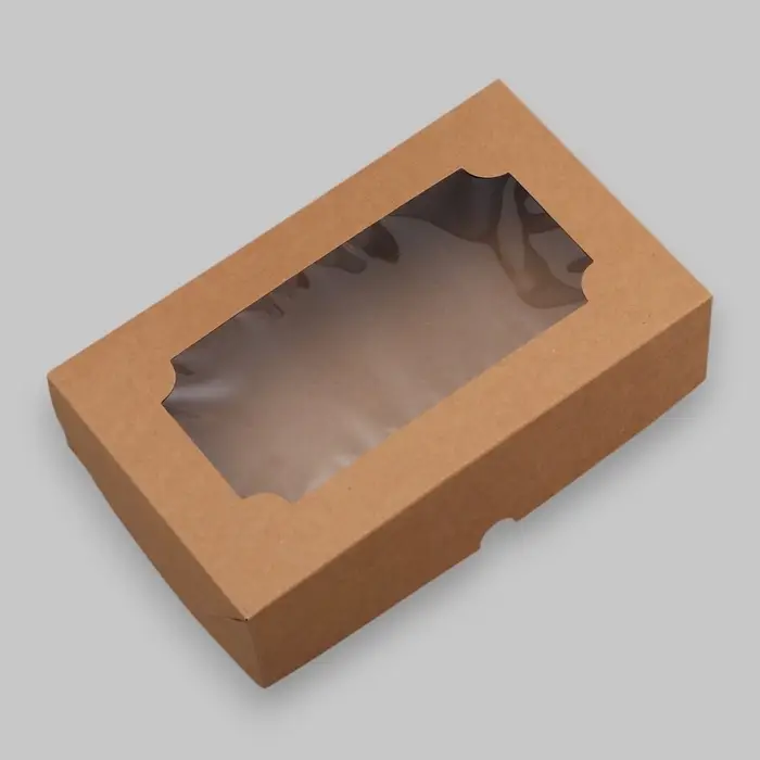 Коробка складная с окном под зефир, крафт, 25&times;15&times;7 см