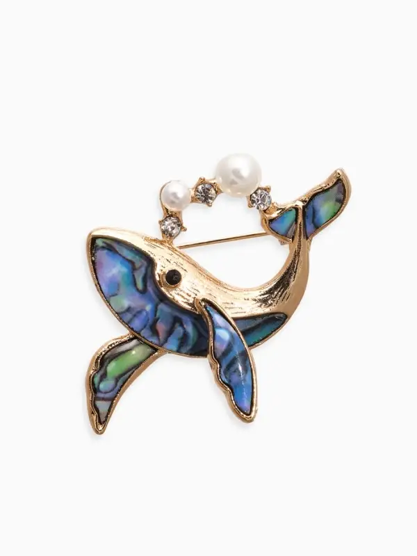 Брошь &laquo;Кит галиотис&raquo;, зелёная в золоте