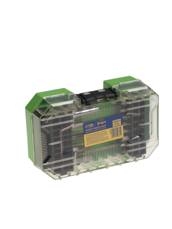 Набор сверл и бит ТУНДРА, HSS-Tin, шестигранный хвостовик, 1.5 - 4 мм, 26 предметов