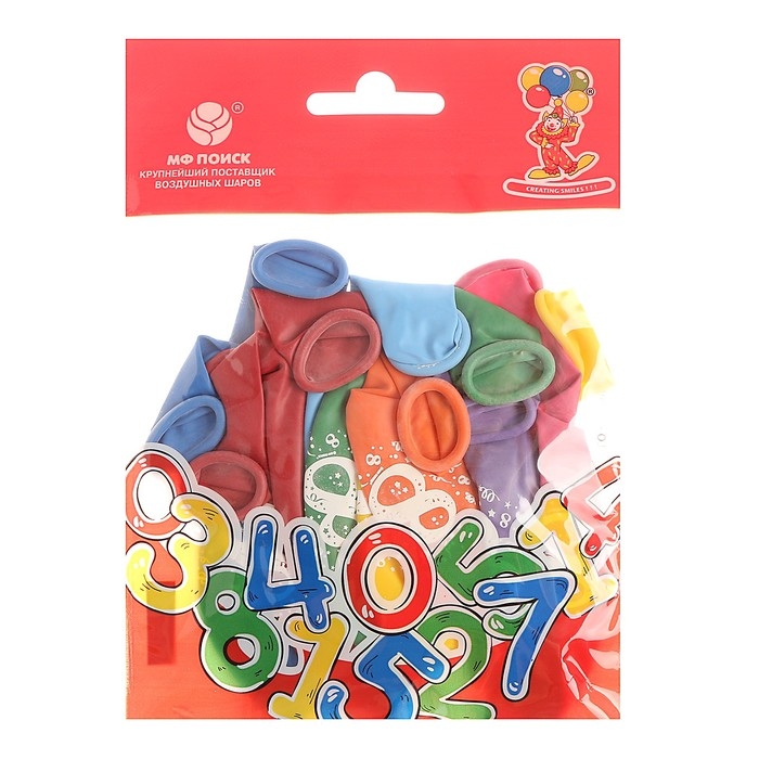 Шар латексный 12" &laquo;Цифра 8&raquo;, пастель, 2-сторонний, набор 10 шт., МИКС