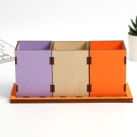 Органайзер для канцелярии тройной, на подставке &laquo;Коты&raquo;, 6,5 х 6,3 х 9 см