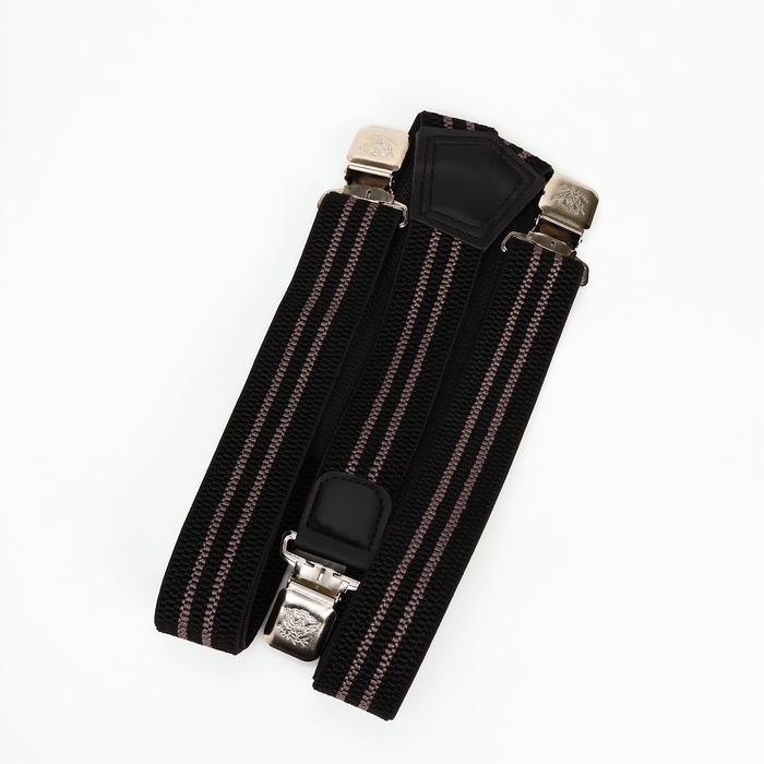 Подтяжки взрослые, ширина 3,8 см, цвет чёрный/бежевый