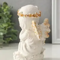 Фигура "Ангел в цветах", размер 13х8 см, цвет белый с росписью