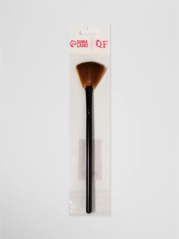 Кисть для макияжа, веерная, 17 (&plusmn;3) см, коричневая