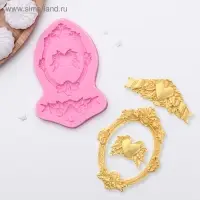 Молд &laquo;Сердца, рамка, лепнина&raquo;, силикон, 12,5&times;8,2&times;1,1 см, цвет МИКС