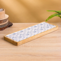 Блюдо прямоугольное "Синие птицы" дерево манго 41х15 см