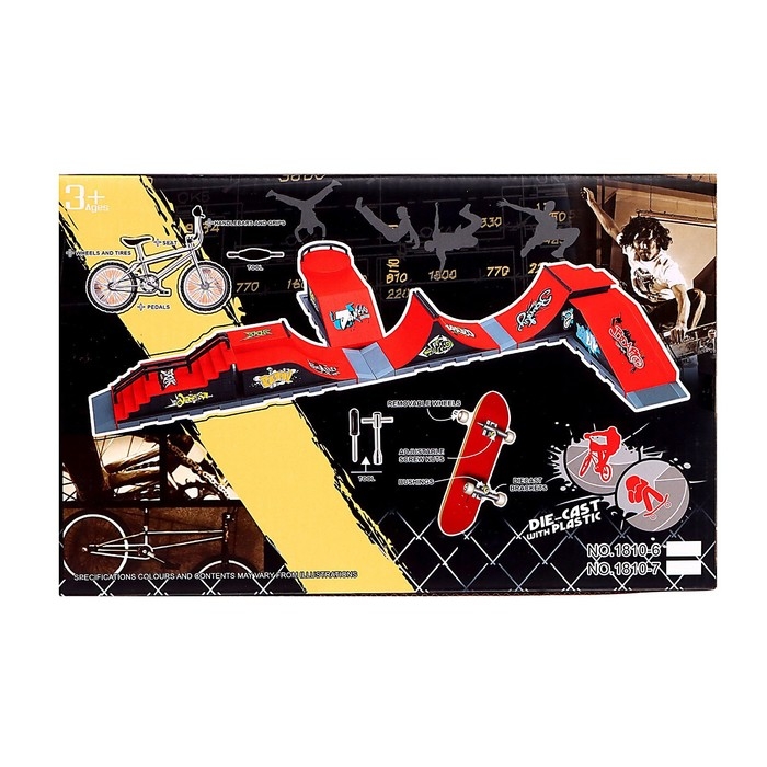 Набор скейт-парк &laquo;Трюк: прыжок с лестницы&raquo;, фингерборд с перилами на лесенках