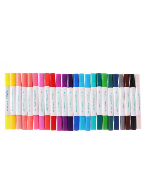 Набор акриловых маркеров 24 цвета в пластиковом кейсе, двусторонние