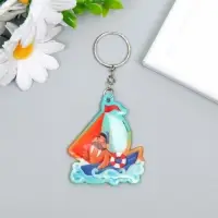 Брелок для ключей на кольце &laquo;Морж на корабле&raquo;, мягкий ПВХ, 6&times;5.1 см