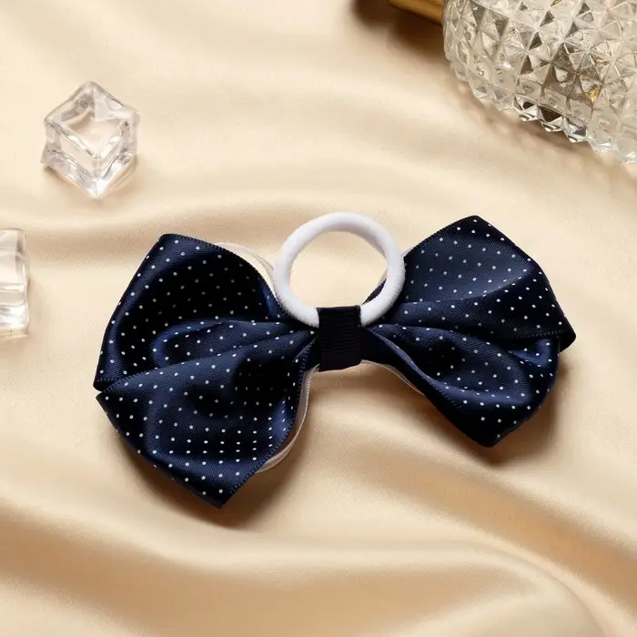 Резинка для волос &laquo;Школьница&raquo;, синий с прозрачной лентой