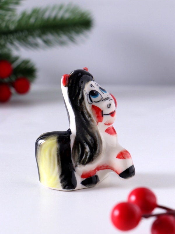 Сувенир Пони, 6,5х5х3,5 см, гжель, цвет