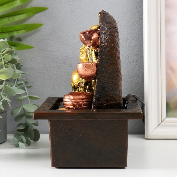 Фонтан настольный от сети "Счастливый хотей со слитком золота" 13х13х20 см