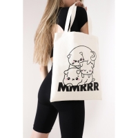 Шопер детский для девочки Милый котик без молнии, без подкладки, цвет бежевый