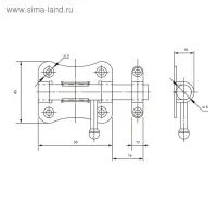 Задвижка дверная ЗД 007, 50 мм, черная