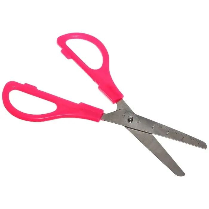 Ножницы канцелярские 13 см, пластиковые ручки, закруглённые концы с линейкой, корпус МИКС