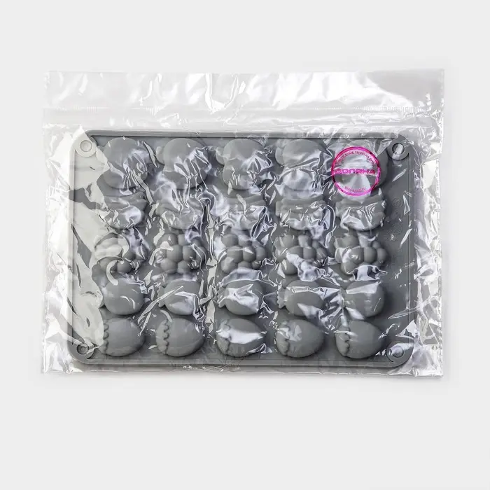 Форма для мармелада Доляна &laquo;Фрукты&raquo;, силикон, 21,3&times;14,4&times;1,5 см, 25 ячеек (3&times;2 см), цвет серый