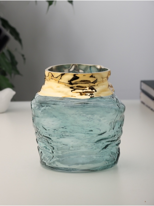 Ваза стекло настольная "Кэли стиль" элит, d-11 см, 17х15 см, зелёный