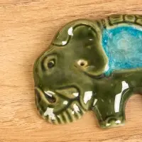 Подставка под благовония "Слон" керамика, цв. зелёный, 8х6,5х1 см