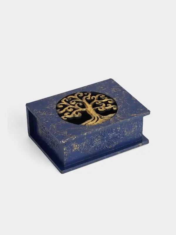 Шкатулка "Древо" 19х15х7 см, МДФ, цв. синий