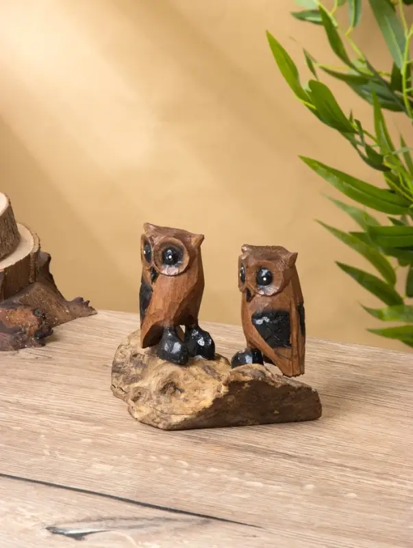 Сувенир интерьерный "Совушки" 15х9х14 см, дерево