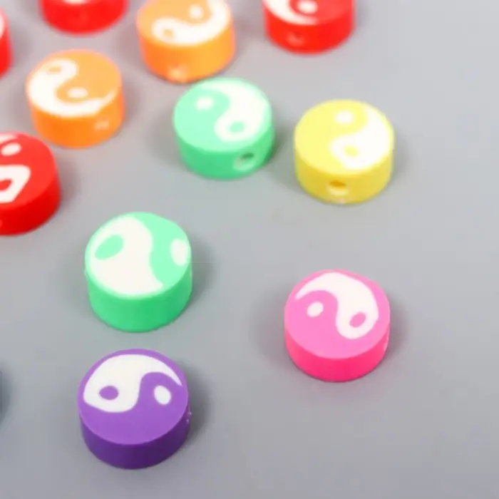 Бусины для творчества PVC "Инь-ян на круге" цветные набор 20 шт 1х1х1 см