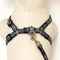Комплект прошитый "Жираф", ширина 1 см, поводок 120 см, шлейка 23-35 см, чёрно-белый