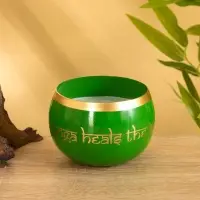 Свеча в чаше Yoga heal the soul зелёная, соевый воск 200 гр 8,5х7 см