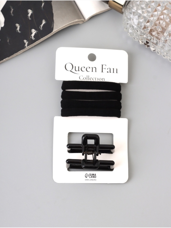 Набор для волос &laquo;Вивьен&raquo;, 4 резинки 5.5 см, краб 4.5 см, классика, чёрный