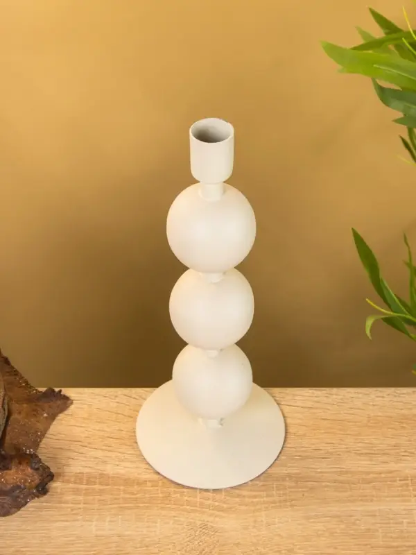 Подсвечник на 1 свечу текстурный "Фисташковый" с 3 сферами 10х10х25 см