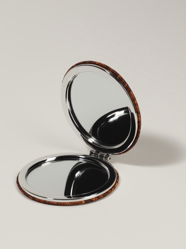 Зеркало складное &laquo;Орнамент&raquo;, d = 7,2 см, с увеличением, цвет коричневый